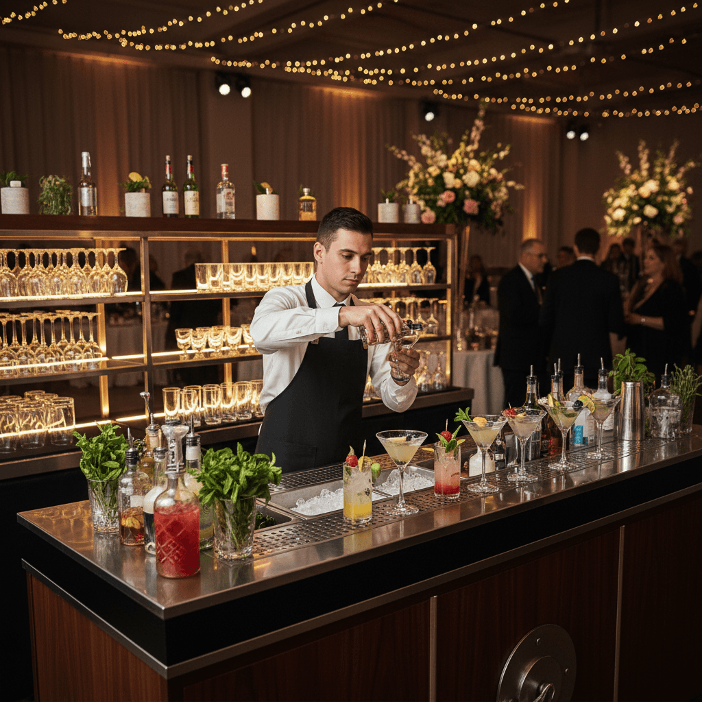 Professional beverage service at catered event
